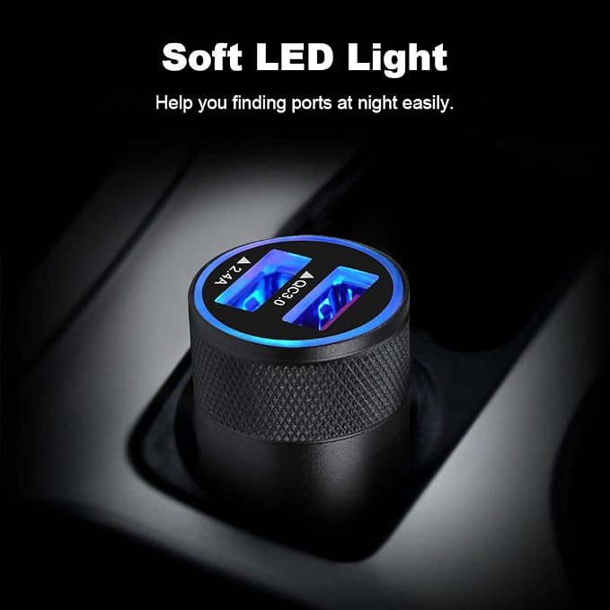 Fast Car Charger, Quick Charging 5.4A/30W Phone USB Adapter Rapid Plug 2 Port Cigarette Lighter Auto Charger Flush Compatible Samsung, Tablet, iPhone, iPad, LG, Automobile