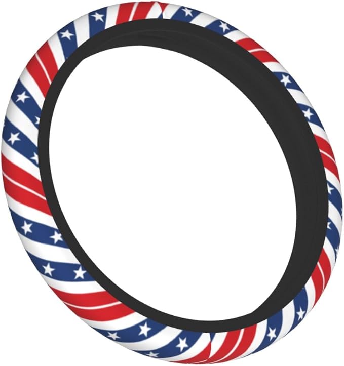 American Flag USA Patriotism Steering Wheel Cover Car Accessories Cute for Women Girls Girly Universal 15 Inch Neoprene Auto Interior Decor Anti Slip Car Truck Protector