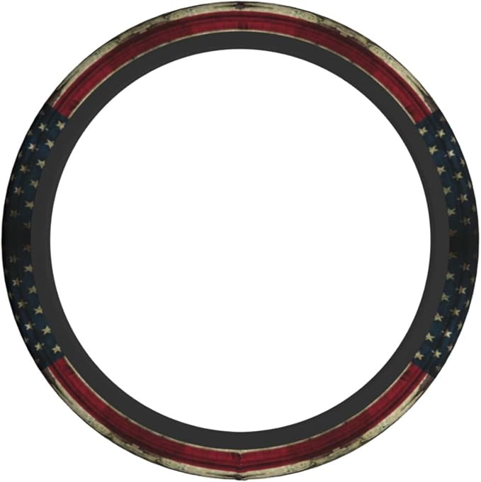 American Flag Wood Steering Wheel Cover Car Accessories Cute for Women Girls Girly Universal 15 Inch Neoprene Auto Interior Decor Anti Slip Car Truck Protector