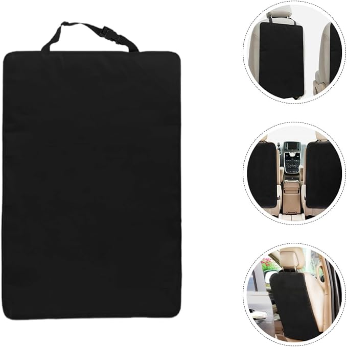 3pcs Car Seat Kick Mats Backseat Protector, Waterproof Scratch Protection Back Kick Mat Organizer, Black Sturdy Seatback Cover for Family Travel