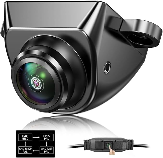AHD1080P Backup Camera with Video Format Switch Button, Reverse Rear/Front/Side View Cam, Adjustable Fisheye Lens, Waterproof Night Vision 170 Degree Wide View