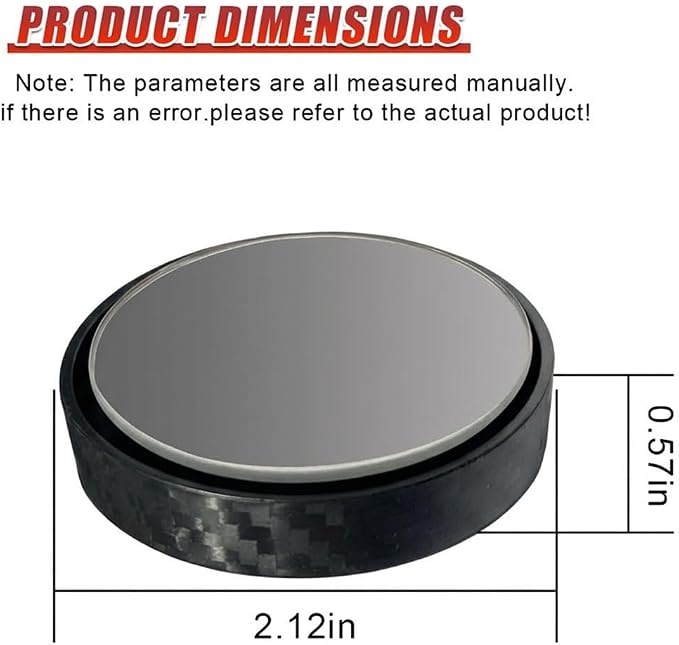 2PCS Car Blind Spot Mirror with Suction Cup, 360°Adjustable HD Glass Automotive Rear View Mirror, Universal Carbon Fiber Wide-Angle Side Mirrors for Cars, SUVs, Trucks(Black)