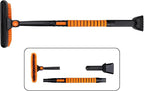 Set 41" Length Snow Brush Ice Scraper with Extendable Handle w/Foam Grip, Orange Black Silver, 180° Pivoting Head, Storage Bag, for Car Windshield Auto Truck SUV Home Use Winter Christmas
