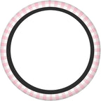 Thickened Elastic Steering Wheel Cover, Girly Pastel Pink Gingham Plaid Ultra, Soft, Breathable, Fit for Cars, SUVs, Trucks, Stylish Comfortable Grip