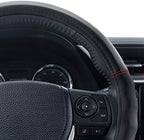 Faux Leather Steering Wheel Cover, Standard 15 inch Size, Comfort Grip Design, Solid Black Car Steering Wheel Cover for Truck Van SUV Auto