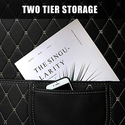 Back Seat Kick Mats 2-Pack, Odor-Free Fabric, Protect Leather w/ 2 Pockets