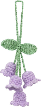 Lily Flower Handmade Knitted Car Mirror Hanging Accessories, Rear Riew Mirror Accessories Car Decorations for Women Men