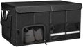Trunk Organizer with Dedicated Shoe Compartment, Foldable Car Storage Organizer for SUV Sedan, Sturdy Automotive Organizer for Car Accessories Tools Sundries Black (Large)