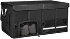 Trunk Organizer with Dedicated Shoe Compartment, Foldable Car Storage Organizer for SUV Sedan, Sturdy Automotive Organizer for Car Accessories Tools Sundries Black (Large)