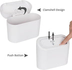 Car Trash Can with Lid, Vehicle Dustbin Garbage Organizer Holder with One Roll Bag, Mini Leakproof Storage Bin for Auto, SUV, Office (White)