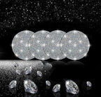4pcs Bling Car Cup Holder Coaster, 2.75 inch Anti-Slip Shockproof Universal Fashion Car Coasters Insert Bling Crystal Rhinestone Automotive Interior Accessories for Women (4 pcs, White)