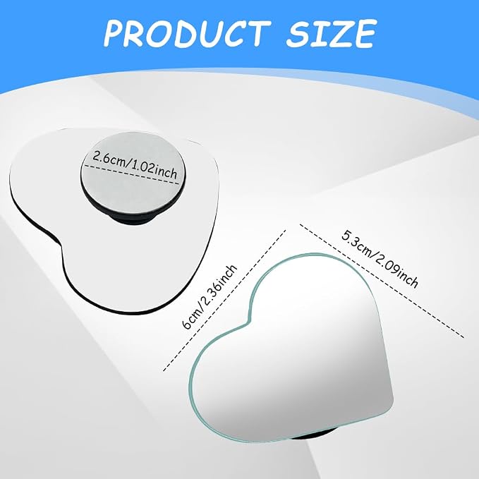 2PCS Heart Shaped Blind Spot Mirrors for Cars, Side Mirror Blindspot, HD Glass Frameless Convex Rear View Mirrors, 360 Degree Wide Angle Side Rear View Accessories Fit for Sedan SUV Truck