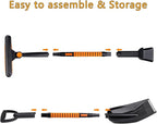 ABS Aluminum 41" Snow Brush Ice Scraper with Snow Shovel 4-in1, Foam Grip, Orange Black, Extendable Handle, 180° Pivoting Head w/Wiper Blade, for Car Truck SUV Winter Christmas Home Use