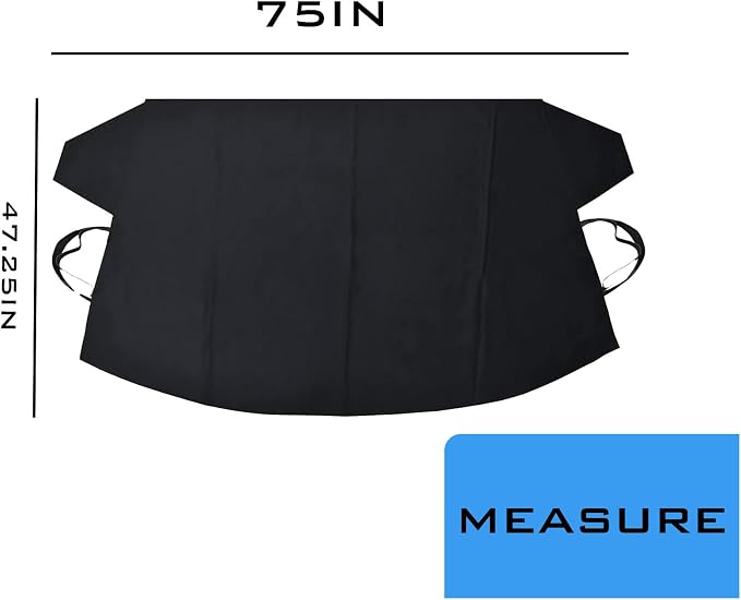 1 Pcs Black Windshield Cover for Ice Snow, Car Windshield Cover 75 Inches X47.25 Inches for Most Car, Suvs Car Snow Cover