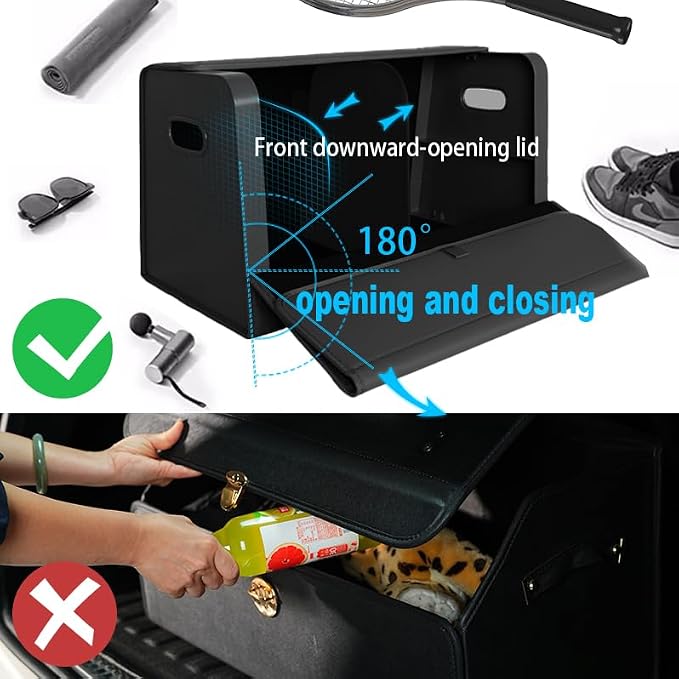 Trunk Organizers for Car,Car Organizers and Storage for SUV,Magnetic Lid with Collapsible Storage, Large Capacity for SUV, Truck, MPV (L-21.5×13×12.5 IN)