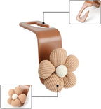 4PCS Car Headrest Hooks, Cute Flower Vehicle Seat Organizer Hooks for Purses and Bags, Portable Automotive Purse Hanger Holder Decoration, Universal for SUV, Sedan, Truck (Orange/Brown)