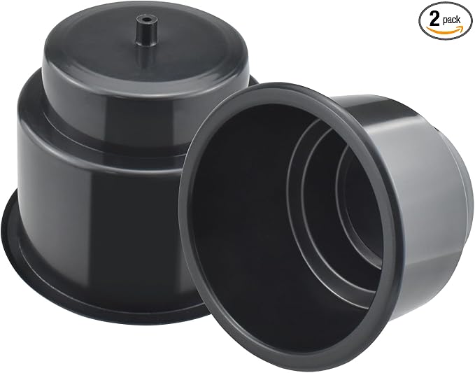 Black Sofa Cup Holder, Universal Plastic Recessed Cup Holder with Drain for RV Boats, Cars, Sofas and Golf Carts (2-Piece)