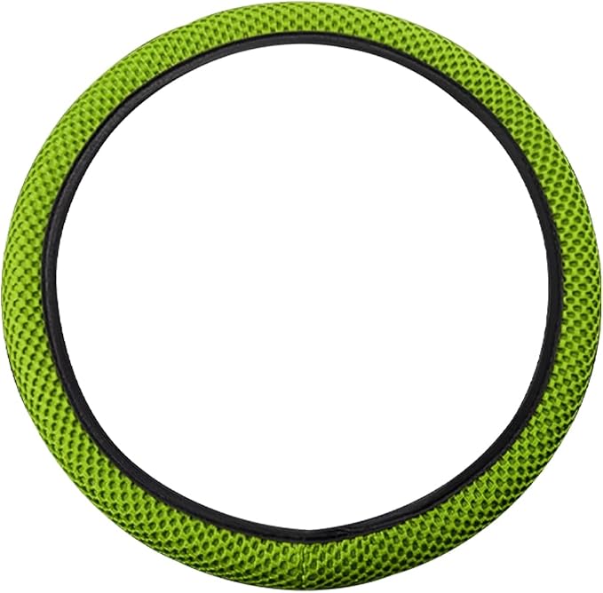 Moly Magnolia Elastic Stretch Steering Wheel Cover, Universal 15 Inch Automotive Steering Wheel Cover, Microfiber Breathable Anti-Slip Odorless Ice Silk, Warm in Winter Cool in Summer (Grass Green)