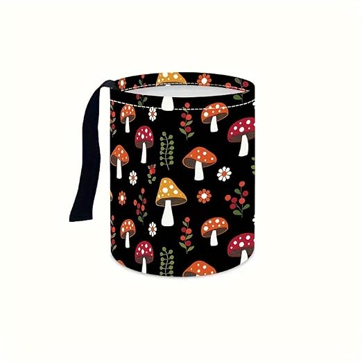 Portable Reusable Waterproof Car Trash Bin, Multipurpose Vehicle Organizer, Road Trip Essentials (Mushrooms)