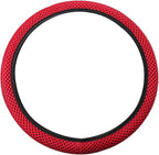 Elastic Stretch Steering Wheel Cover, Universal 15 Inch Automotive Steering Wheel Cover, Microfiber Breathable Ice Silk, Anti-Slip, Odorless, Easy Carry,Warm in Winter and Cool in Summer (Red1)