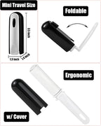 Travel Lint Roller for Clothes Mini Foldable Lint Roller with Cover and 4 Refills Total 150 Extra Sticky Sheets Travel Size Pet Hair Remover Roller (Black)