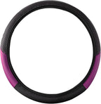 Car Steering Wheel Cover, 15 inch Carbon Fiber Microfiber Anti-Slip Breathable PU Leather Elastic Steering Wheel Protector, Car Interior Accessories for Most Cars (AD-Purple)