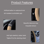 Microfiber Leather Steering Wheel Cover with Anti-Slip Lining Universal Car Accessory for Steering Wheel with a Diameter of 14.5-15 inch (Beige)