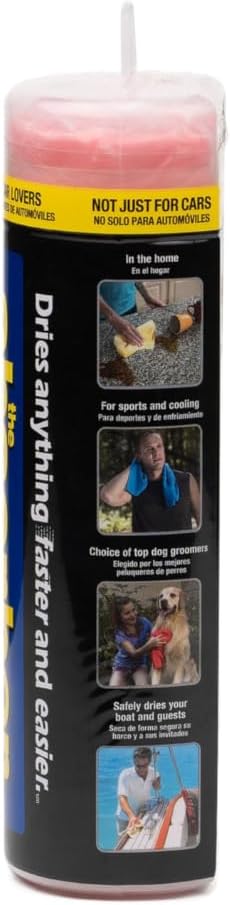 the absorber® Large 27-Inch x 17-Inch, Red - Synthetic Premium Drying Chamois Cloth for Car - Super Absorbent, Scratch-Free and Washable