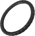 Black Genuine Leather Steering Wheel Cover Large 15.5 to 16 inch