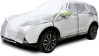 Half Car Cover Windshield Cover Car Body Cover for All Season Sunshade Cover Snow Cover Waterproof 210D Polyester with Cotton (Fit SUV)