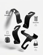 Carbon Fiber Car Seat Headrest Hooks, 4 Pack Car Back Seat Organizer Hooks for Handbags, Purses, Groceries, Coats and Accessories, Universal Vehicle Storage Hanger Hooks for Cars, SUVs and Trucks