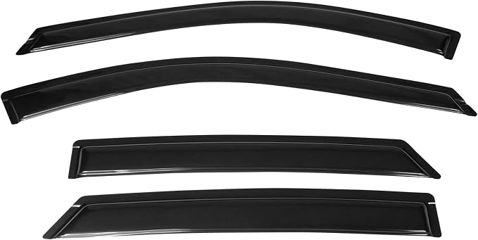 Fit 2014-2020 Chevy Impala Tape on Slim Style Acrylic Smoke Window Visors |, Dark Smoke, Scratch Proof, Waterproof, Custom Fit, Wind Sun Rain Vent Guards 4PCS, 2015 2016 2017 2018 2019