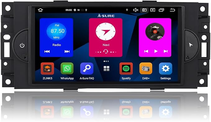Car Stereo for Dodge RAM/Chrysler 300/Jeep Grand Cherokee 2005 2006 2007 | 3GB+32GB Android Car In-Dash GPS Navigation Head Unit Upgrade with Carplay Android Auto, OEM Radio Replacement, Plug and Play