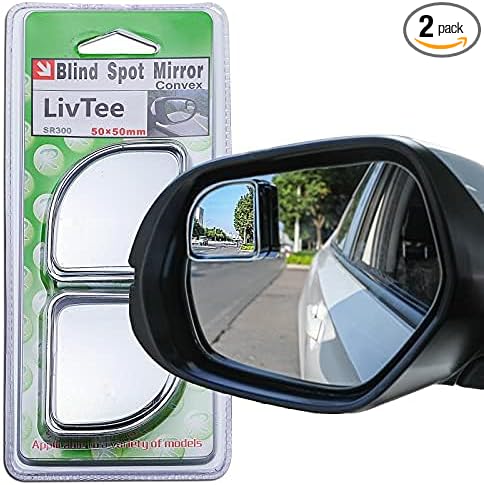 2PCS Fan Blind Spot Mirror, HD Glass and ABS Housing Convex Wide Angle Rearview Mirror with Adjustable Stick for Universal Car, Silvery
