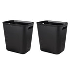 Plastic Small Bathroom Trash Can Wastebasket, 3.5 Gallon, Black, 2 Pack | Compact Sturdy Garbage Can for Bathroom, Laundry Room, Kitchen, Office, Kids Room, Dorm, Durable, Easy to Clean