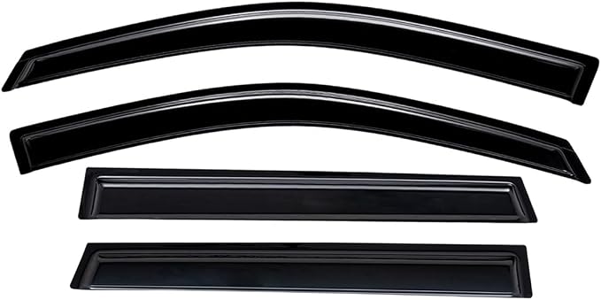 Extra Durable Outside-Mount Auto Vent Window Visor, Fits 2010-2017 GMC Terrain, UV Protection Rain Guard, Original Wind Deflector, No-Drill Easy Install, Dark Smoke, 4-Pcs