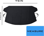 1 Pcs Black Windshield Cover for Ice Snow, Car Windshield Cover 75 Inches X42.25 Inches for Most Car, Suvs Car Snow Cover