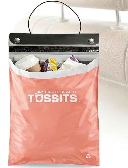 Disposable Car Trash Bag Hanging (Pink, Set of 7) - Leak-Proof, Smell-Proof Automobile Trash Container, Eco-Friendly, Thick, Large 12x15 Car Trash Bin with Sturdy Header Board | Leakproof, Smell-Proof, Recycled Plastic, Headrest & Console Mount...