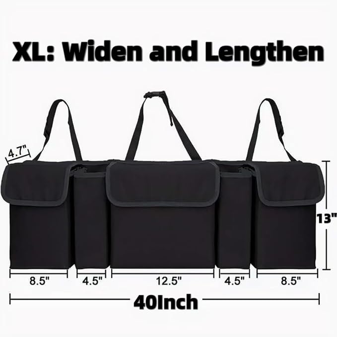 Car Organizers and Storage, Backseat Hanging Organizer with 5 Pockets, Waterproof Collapsible Large Capacity Organization Bag, Interior Accessories Trunk Organizer for Car, SUV, Truck, MPV