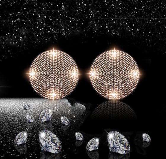2pcs Bling Car Cup Holder Coaster, 2.75 inch Anti-Slip Shockproof Universal Fashion Car Coasters Insert Bling Crystal Rhinestone Automotive Interior Accessories for Women (2 pcs, Champagne)