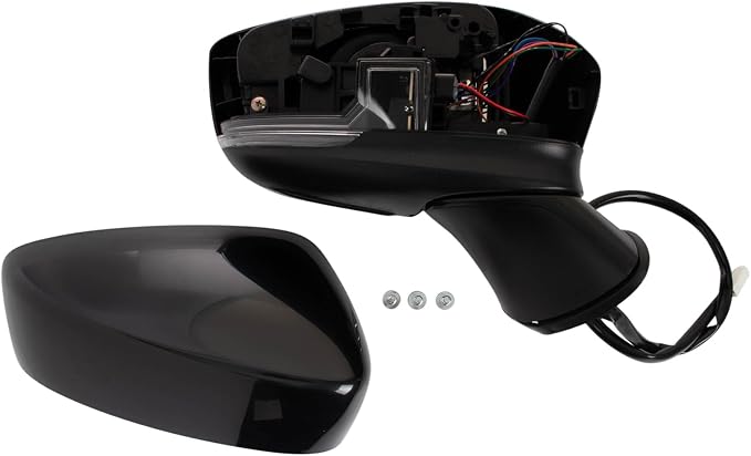Passenger Side Mirror Assembly Power Heated Turn Signal Foldaway Smooth Black Paint to Match Compatible with 2017-2020 Mazda 6