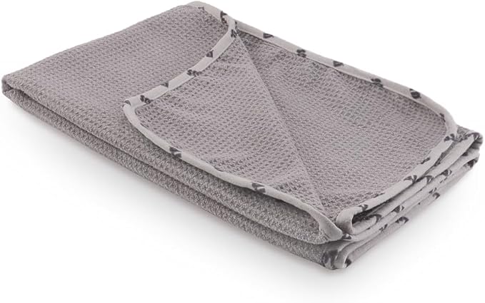 Microfiber Drying Towel, 2 PCs Car Wash Drying Towel, Waffle-Weave Highly Absorbent, Scratch Free,Big Cleaning Cloth Towel for Auto Detailing, 380GSM, 25.2 x 34.3 inch, Grey-MT033
