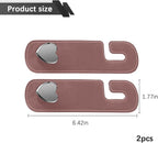 2PCS Car Seat Headrest Hook, Suede Leather Heart Hanger, Brown | 1.77x6.42 Inch, Universal fit, most Sedans/SUVs/Trucks, alloy core, half-open mount, interior accessories