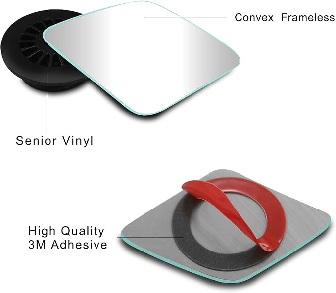 Blind Spot Mirror, 2 inch Rearview Convex Side Mirrors for Cars SUV Truck Van Stick on 3M Adhesive, Rear View HD Glass Frameless Sway Rotate adjustable Wide Angle 2PCS (Rhombus)