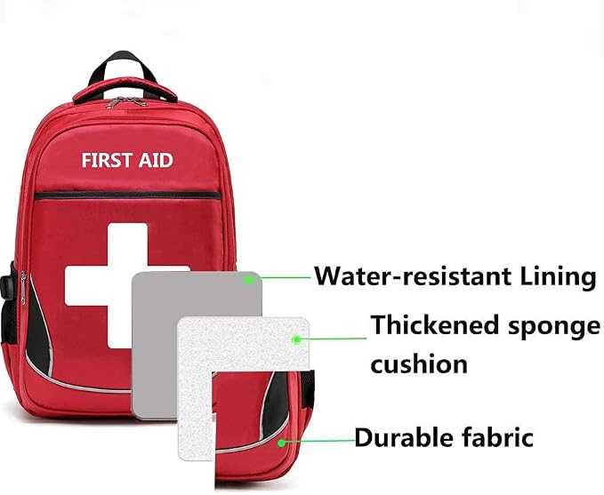 First Aid Bag Empty Red Emergency Medicine Bag First Responder Trauma Multi-Pocket Traveling Field Trips Camping Essentials (Red, Pack of 3)