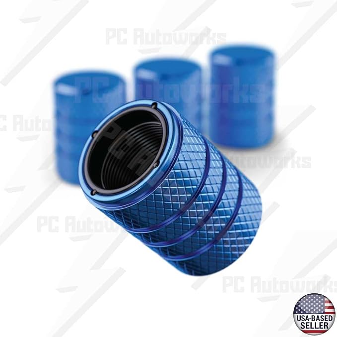 Aluminum Tire Valve Stem Caps – Anti-Rust, Premium Anodized Aluminum, Corrosion-Resistant, Easy Install, Universal Fit for Car, Truck, Bike, SUV – 1 Pack/Set of 4 (ICE Blue)