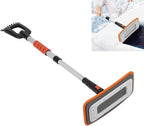 Snow Broom Ice Scraper, No-Scratch Foam Brush 31x15x 90cm Telescoping Snow Broom Extendable Ice Removal Tool with Foam Handle for Window Windshield, Snow Rake/Snow Broom with Pole (Orange)