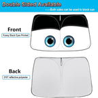 Windshield Sun Shade for 2017-2026 Tesla Model Y/Model 3 Sunshade Accessories Foldable Sunshade (Fit 2025-2026 Model Y Juniper / 2024 Model 3 Highland) Blocks UV Rays Keep Car Cool (Black Eyes)