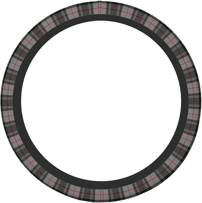 Thickened Elastic Steering Wheel Cover, Gray Plaid Clan Moffat Tartan Ultra, Soft, Breathable, Fit for Cars, SUVs, Trucks, Stylish Comfortable Grip