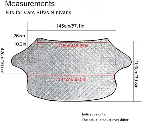 Car Windshield Cover, Heavy Duty Thick Protective Windscreen Cover - Snow Ice Frost Sun UV Dust Water Resistent - Pefect Fit for Cars SUVs All Years Summer/Winter